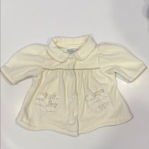 Ivory Baby Jacket with Pocket Bows